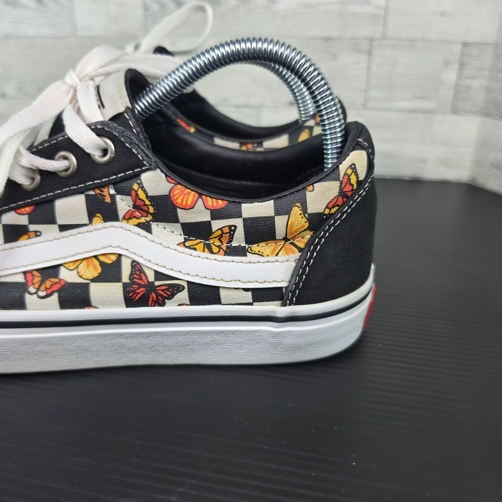 Vans Ward Womens 9 Black White Checkerboard Butterfly Low Top Sneakers 1500714 - Picture 2 of 10